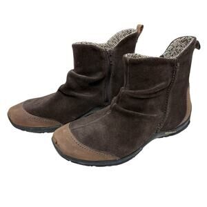 Merrell Freisa Slouch Brown Suede Leather Casual Zip Ankle Boots Women Size 10.5